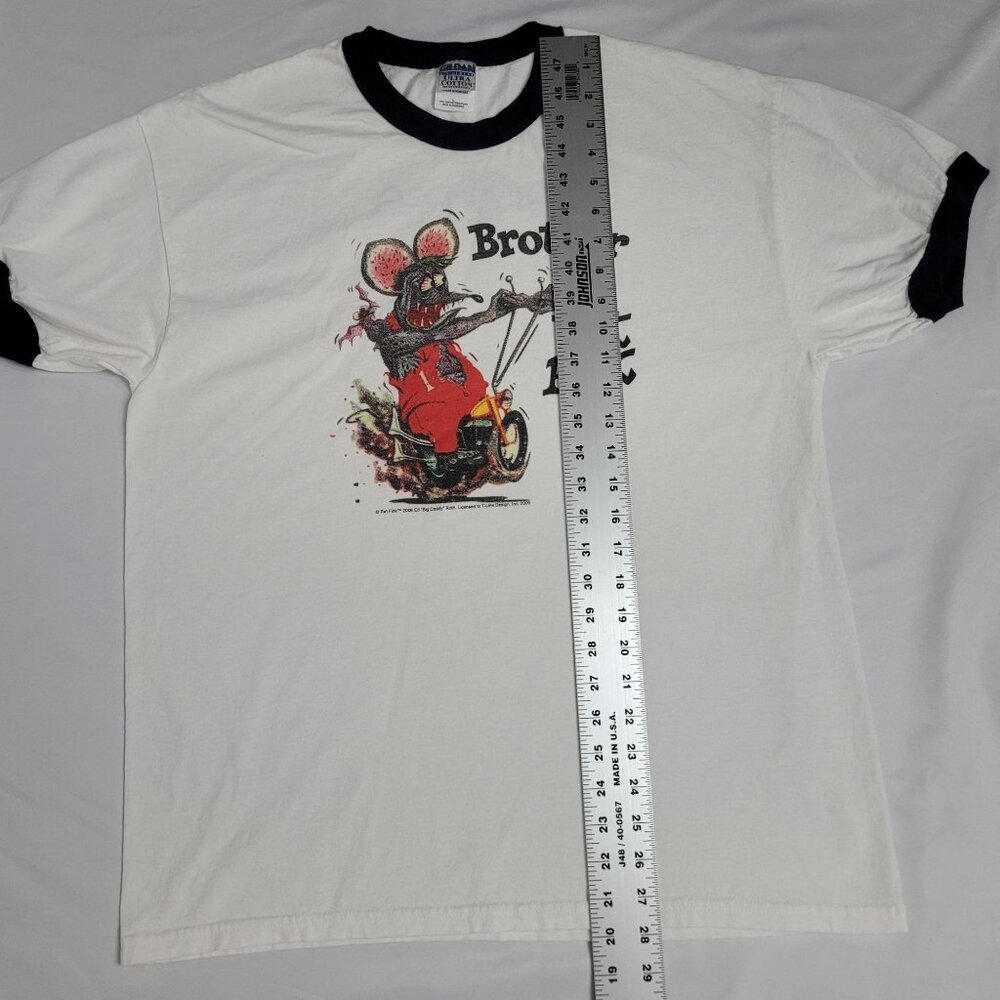 VTG Rat Fink 2006 Ed"Big Daddy"Roth Brother Men's White Motorcycle T- Shirt Sz L - Picture 5 of 9
